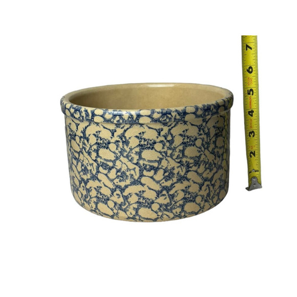 Robinson Ransbottom Low Jar 2 QT Blue Sponge Roseville Ohio Crock - Picture 5 of 7